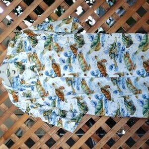 David's Wear Aloha Turtle Print Cotton Camp Shirt, Size XXL